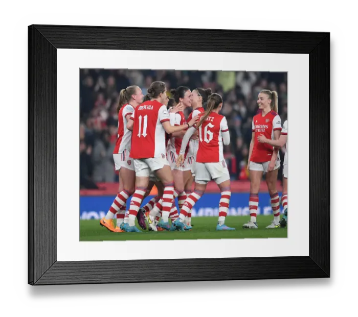 Framed Print : Dramatic Quarters: Lotte Wubben-Moy Scores the Goal that Keeps Arsenal Women in Champions League Race Framed Print : Dramatic Quarters: Lotte Wubben-Moy Scores the Goal that Keeps Arsenal Women in Champions League Race