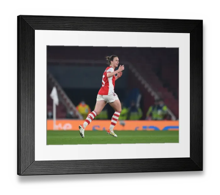 Framed Print : Lotte Wubben-Moy Scores Dramatic Goal: Arsenal Women's Champions League Quarterfinal First Leg vs. VfL Wolfsburg