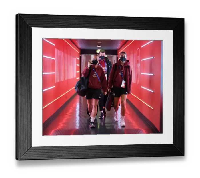 Framed Print : Arsenal Women vs. VfL Wolfsburg: Beth Mead and Steph Catley Pre-Match - UEFA Women's Champions League Quarterfinals (2021-22)