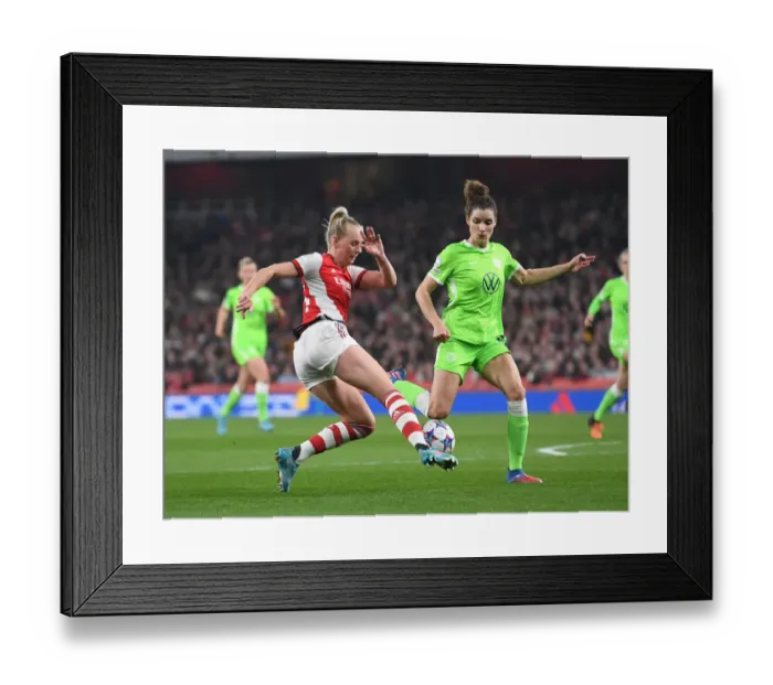 Framed Print : Arsenal vs. Wolfsburg: A Star-Studded Clash - Blackstenius vs. Janssen, UEFA Women's Champions League Quarterfinals Framed Print : Arsenal vs. Wolfsburg: A Star-Studded Clash - Blackstenius vs. Janssen, UEFA Women's Champions League Quarterfinals