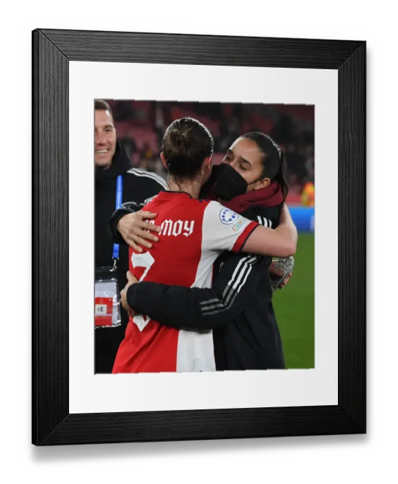 Framed Print : Arsenal Women's Champions League: Emotional Reunion of Rafaelle and Lotte at Emirates Stadium Framed Print : Arsenal Women's Champions League: Emotional Reunion of Rafaelle and Lotte at Emirates Stadium