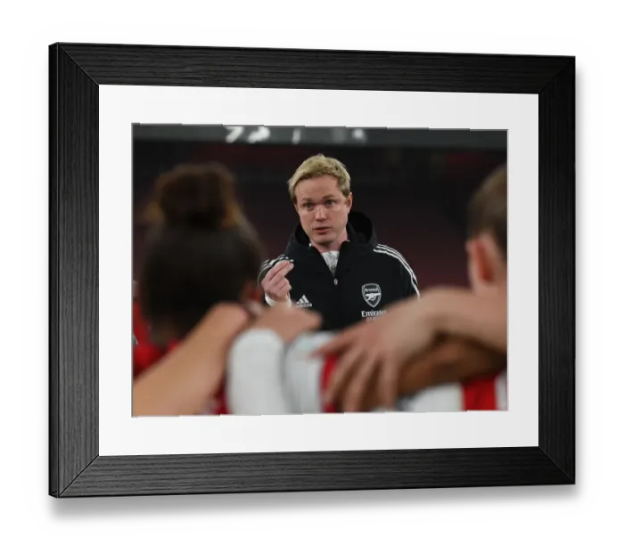 Framed Print : Jonas Eidevall and Arsenal Women Battle VfL Wolfsburg in UEFA Champions League Quarterfinal