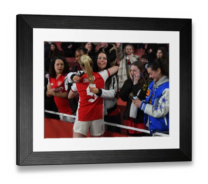 Framed Print : Arsenal Women's Champions League: Beth Mead Celebrates Quarter-Final Victory with Fans Framed Print : Arsenal Women's Champions League: Beth Mead Celebrates Quarter-Final Victory with Fans