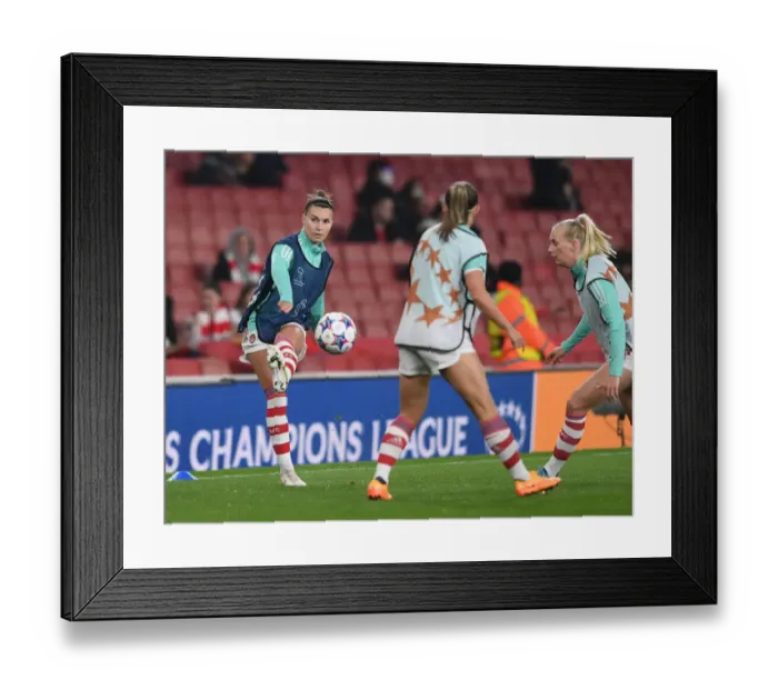 Framed Print : Arsenal Women vs. VfL Wolfsburg: UEFA Women's Champions League Quarterfinal First Leg