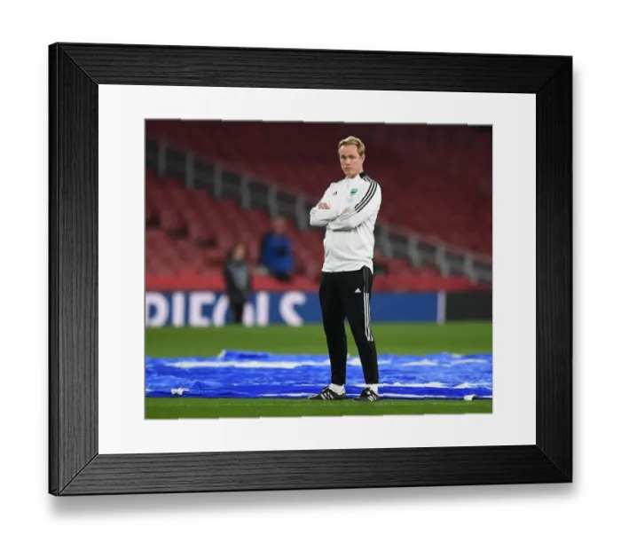 Framed Print : Arsenal Women Take on VfL Wolfsburg in UEFA Champions League Quarter-Final: Jonas Eidevall at the Helm
