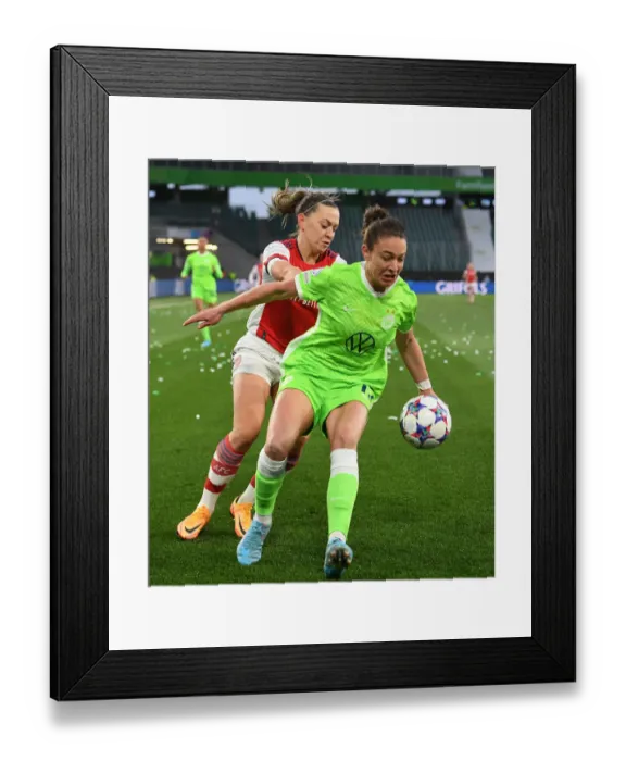 Framed Print : Arsenal vs. VfL Wolfsburg: A Battle in the UEFA Women's Champions League Quarterfinals