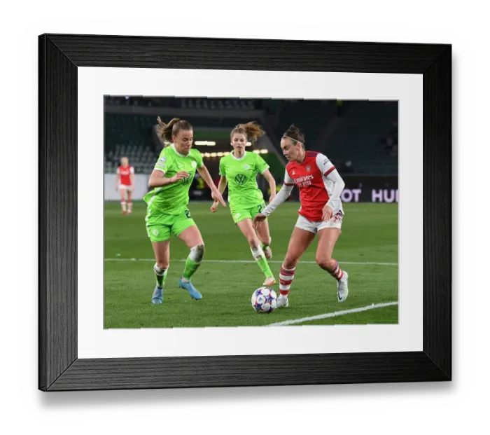 Framed Print : Champions Clash: Caitlin Foord vs. Lynn Wilms in the UEFA Women's Champions League Quarterfinals