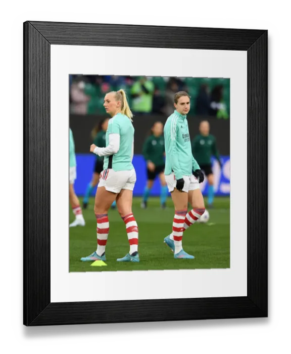 Framed Print : Arsenal Women vs VfL Wolfsburg: UEFA Women's Champions League Quarterfinals - Warm-Up