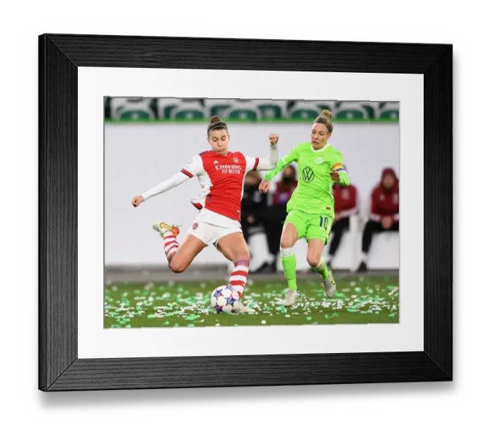 Framed Print : Arsenal Women vs. VfL Wolfsburg: UEFA Women's Champions League Quarterfinals Showdown Framed Print : Arsenal Women vs. VfL Wolfsburg: UEFA Women's Champions League Quarterfinals Showdown