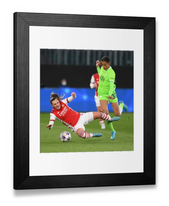 Framed Print : Arsenal vs. VfL Wolfsburg: A Battle in the UEFA Women's Champions League Quarterfinals Framed Print : Arsenal vs. VfL Wolfsburg: A Battle in the UEFA Women's Champions League Quarterfinals