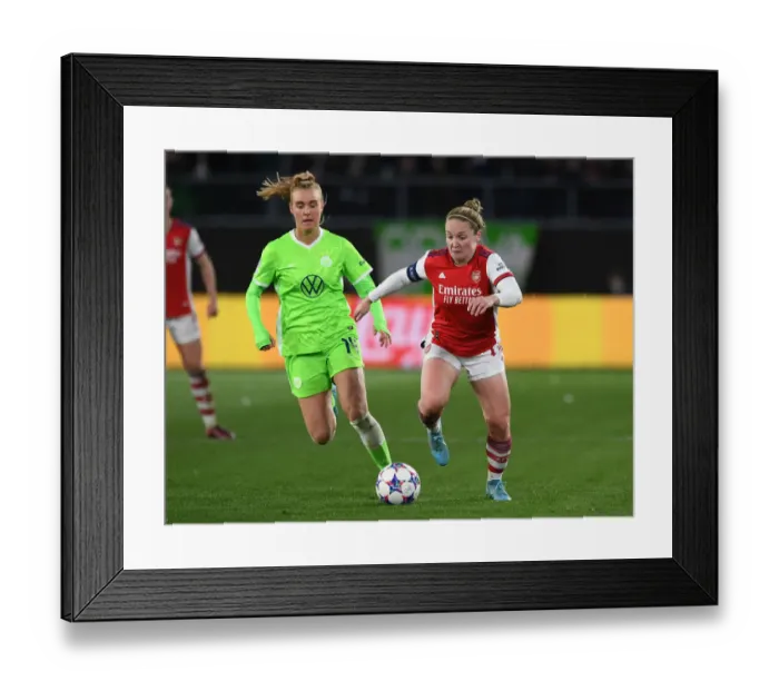 Framed Print : Arsenal vs. VfL Wolfsburg: A Battle in the UEFA Women's Champions League Quarterfinals Framed Print : Arsenal vs. VfL Wolfsburg: A Battle in the UEFA Women's Champions League Quarterfinals