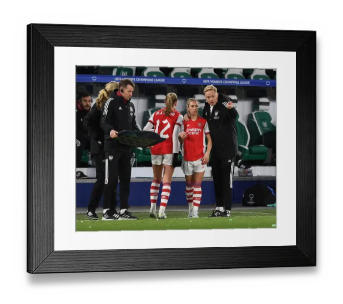 Framed Print : Arsenal Women's Champions League: Jonas Eidevall Coaches Jordan Nobbs