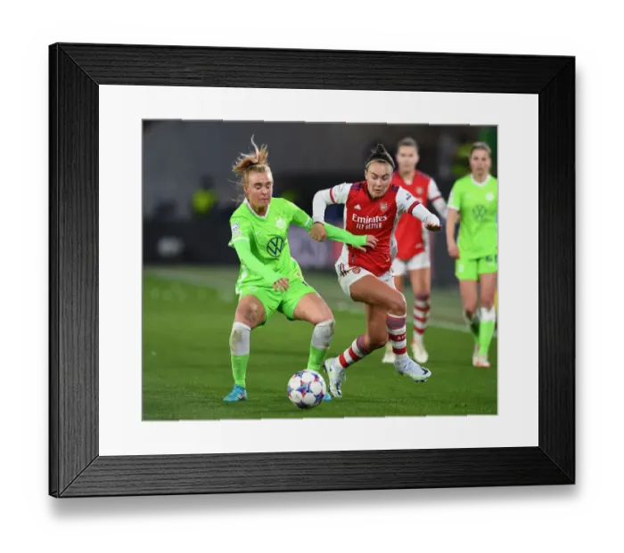Framed Print : Arsenal Women vs. VfL Wolfsburg: UEFA Women's Champions League Quarterfinals Showdown Framed Print : Arsenal Women vs. VfL Wolfsburg: UEFA Women's Champions League Quarterfinals Showdown