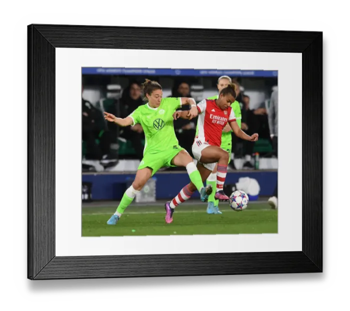 Framed Print : Arsenal vs. VfL Wolfsburg: A Fierce Quarterfinal Clash in the UEFA Women's Champions League Framed Print : Arsenal vs. VfL Wolfsburg: A Fierce Quarterfinal Clash in the UEFA Women's Champions League