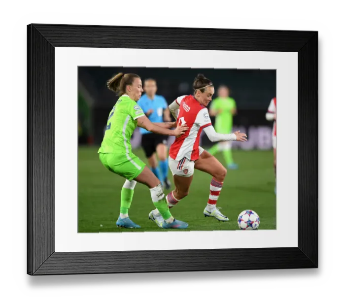 Framed Print : Arsenal Women vs. VfL Wolfsburg: UEFA Women's Champions League Quarterfinals Showdown Framed Print : Arsenal Women vs. VfL Wolfsburg: UEFA Women's Champions League Quarterfinals Showdown