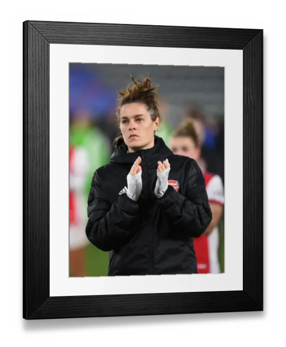 Framed Print : Arsenal Women's Historic Champions League Victory: Jennifer Beattie's Emotional Celebration with Fans Framed Print : Arsenal Women's Historic Champions League Victory: Jennifer Beattie's Emotional Celebration with Fans