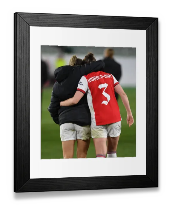 Framed Print : Arsenal Women Advance to Semis: Emotional Reunion of McCabe and Wubben-Moy after Quarterfinal Victory over VfL Wolfsburg Framed Print : Arsenal Women Advance to Semis: Emotional Reunion of McCabe and Wubben-Moy after Quarterfinal Victory over VfL Wolfsburg