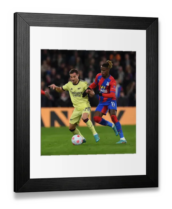 Framed Print : Arsenal's Cedric Soars Past Wilfried Zaha: Crystal Palace vs Arsenal, Premier League 2021-22