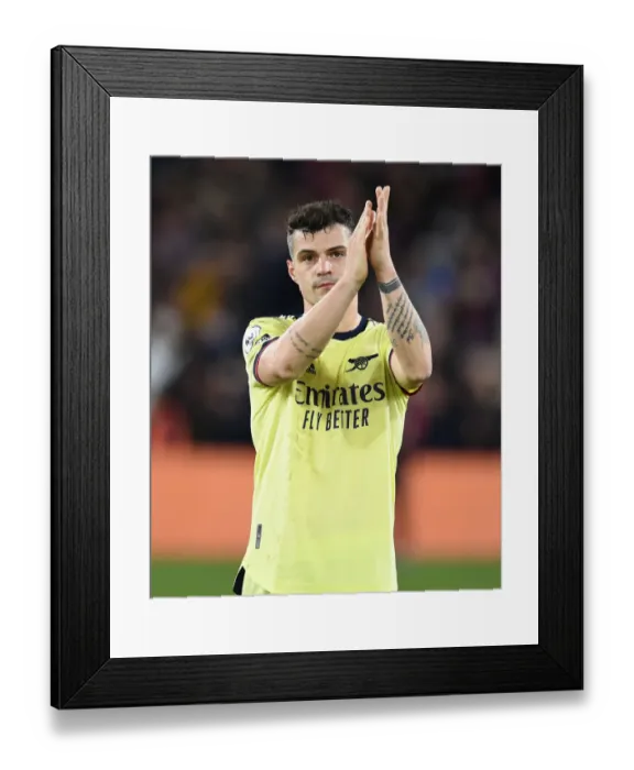 Framed Print : Granit Xhaka Celebrates with Arsenal Fans after Crystal Palace Victory Framed Print : Granit Xhaka Celebrates with Arsenal Fans after Crystal Palace Victory