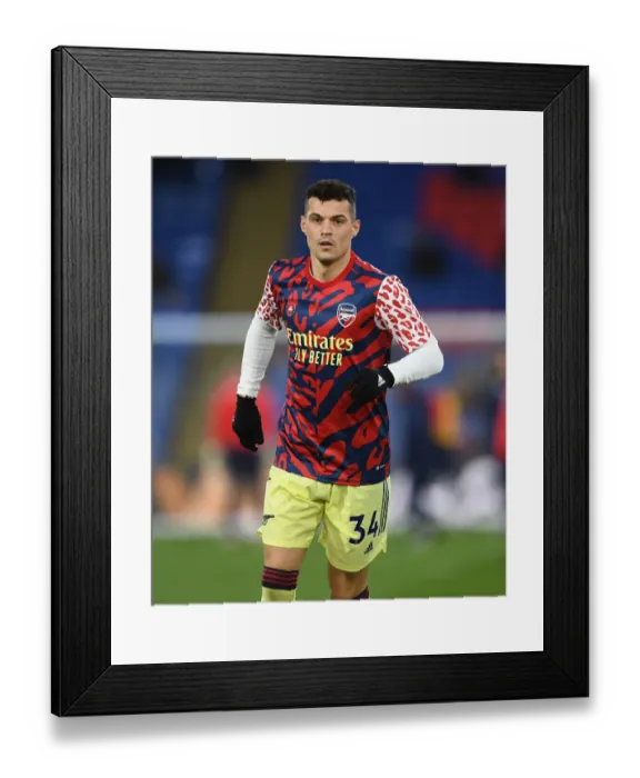 Framed Print : Granit Xhaka Prepares for Crystal Palace vs Arsenal Clash in Premier League