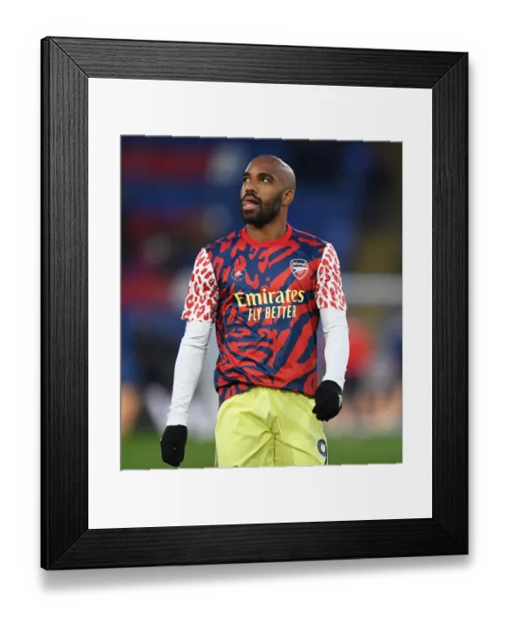 Framed Print : Arsenal's Alexandre Lacazette Warming Up Ahead of Crystal Palace Clash - Premier League 2021-22