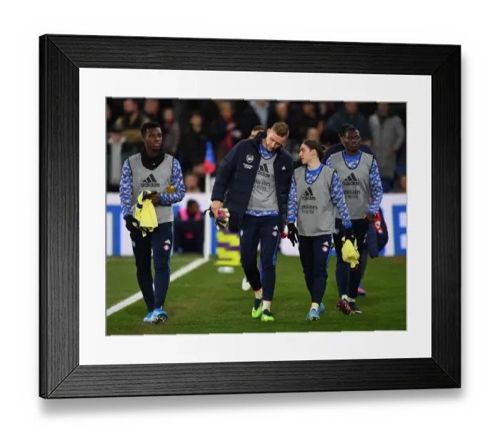 Framed Print : Arsenal Duo Bernd Leno and Marcelo Flores Before Crystal Palace Match, 2021-22 Premier League