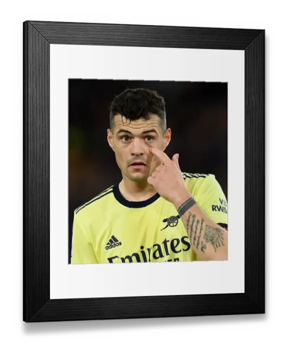 Framed Print : Granit Xhaka: Arsenal's Midfield Maestro in Action vs. Crystal Palace, Premier League 2021-22