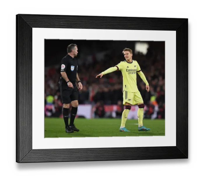 Framed Print : Arsenal's Martin Odegaard Discusses Calls with Referee during Crystal Palace vs Arsenal Premier League Clash Framed Print : Arsenal's Martin Odegaard Discusses Calls with Referee during Crystal Palace vs Arsenal Premier League Clash
