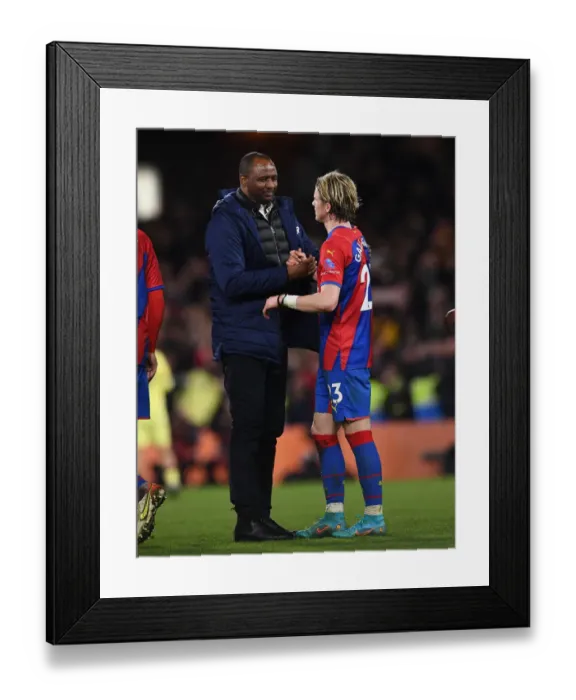 Framed Print : Patrick Vieira and Conor Gallagher Celebrate Crystal Palace's Victory Over Arsenal in the Premier League