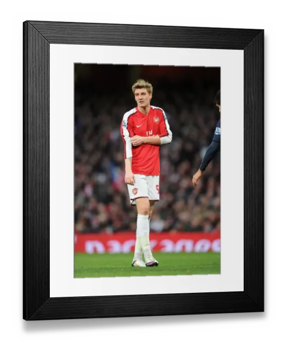 Framed Print : Bendtner Scores the Winning Goal: Arsenal's 2-0 Victory over West Ham United, Barclays Premier League, Emirates Stadium, 2010