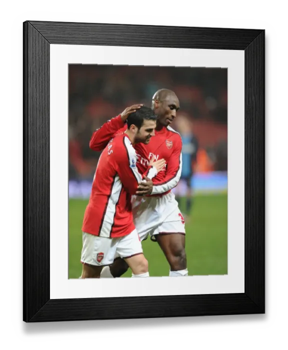 Framed Print : Sol Campbell and Cesc Fabregas (Arsenal). Arsenal 2: 0 West Ham United, Barclays Premeir League Framed Print : Sol Campbell and Cesc Fabregas (Arsenal). Arsenal 2: 0 West Ham United, Barclays Premeir League