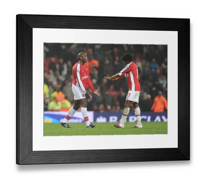 Framed Print : Sol Campbell and Alex Song (Arsenal). Arsenal 2: 0 West Ham United, Barclays Premeir League Framed Print : Sol Campbell and Alex Song (Arsenal). Arsenal 2: 0 West Ham United, Barclays Premeir League