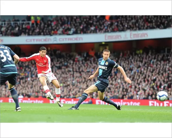 Denilson shoots past Matthew Upson to score the 1st Arsenal goal. Arsenal 2