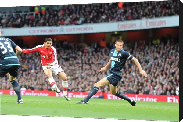 Denilson shoots past Matthew Upson to score the 1st Arsenal goal. Arsenal 2
