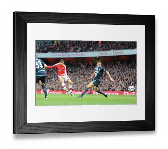 Framed Print : Denilson shoots past Matthew Upson to score the 1st Arsenal goal. Arsenal 2