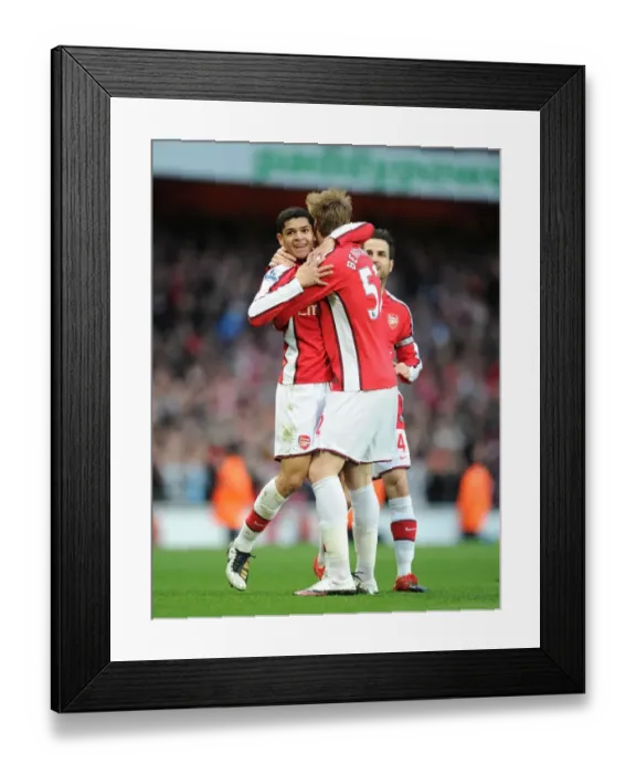 Framed Print : Arsenal's Unforgettable Trio: Denilson, Bendtner, Fabregas Score in 2:0 Victory over West Ham Framed Print : Arsenal's Unforgettable Trio: Denilson, Bendtner, Fabregas Score in 2:0 Victory over West Ham