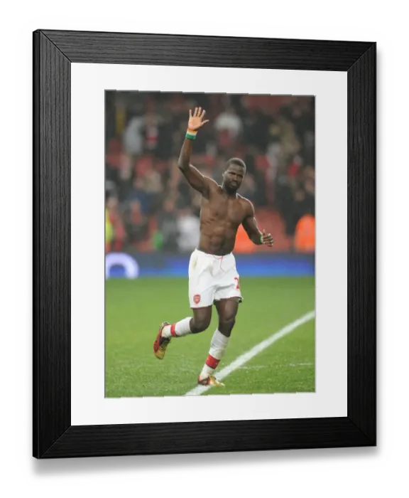 Framed Print : Arsenal's Emmanuel Eboue Scores in Arsenal's 2-0 Victory Over West Ham United (Premier League, 2010)