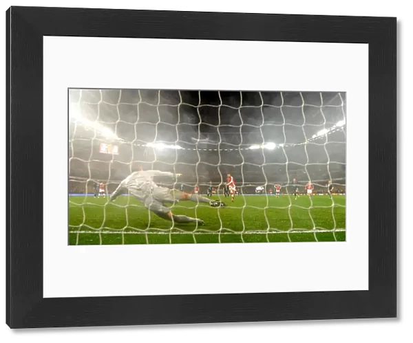 Cesc Fabregas shoots past West Ham goalkeeper Robert Green to score the 2nd Arsenal goal from the penalty spot. Arsenal 2: 0 West Ham United, Barclays Premeir League, Emirates Stadium, Arsenal Football Club, 20  /  3  /  2010. Credit : Stuart MacFarlane