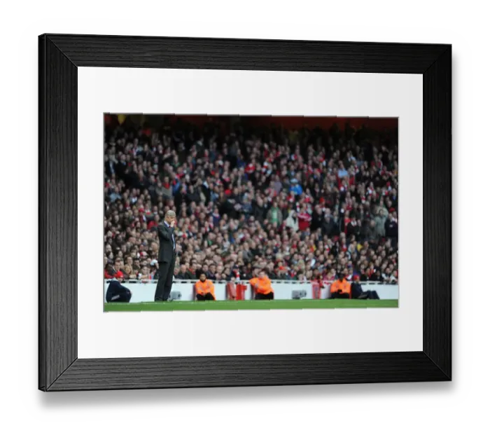 Framed Print : Arsene Wenger Celebrates Arsenal's 2-0 Victory Over West Ham United, Barclays Premier League (2010)