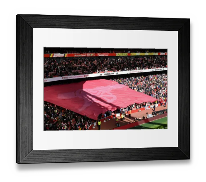 Framed Print : Arsenal Fans Unite: Cannon Banner at Emirates Stadium Framed Print : Arsenal Fans Unite: Cannon Banner at Emirates Stadium