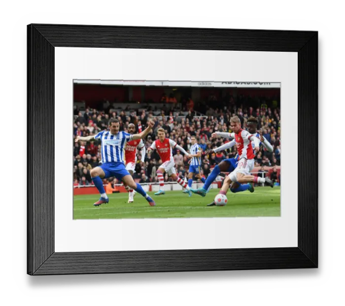 Framed Print : Arsenal vs Brighton: Emile Smith Rowe Shoots Under Pressure in Premier League Clash