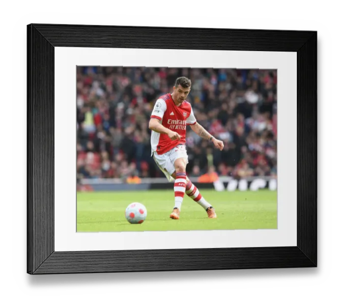 Framed Print : Granit Xhaka: Arsenal vs Brighton & Hove Albion, Premier League 2021-22