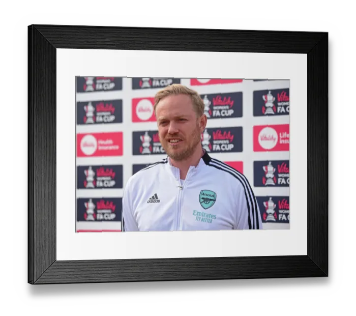 Framed Print : Arsenal Women vs Chelsea Women FA Cup Semi-Final: Jonas Eidevall's Pre-Match Interview