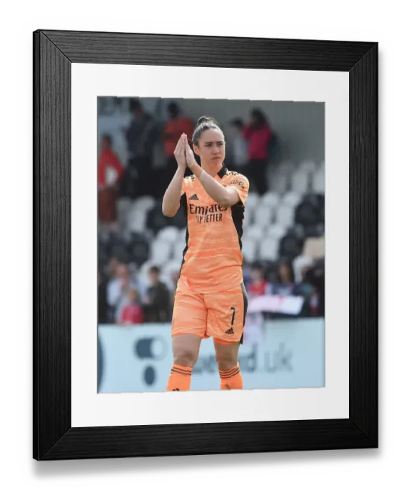 Framed Print : Arsenal Women's FA Cup Semi-Final Triumph: Manuela Zinsberger Celebrates with Fans