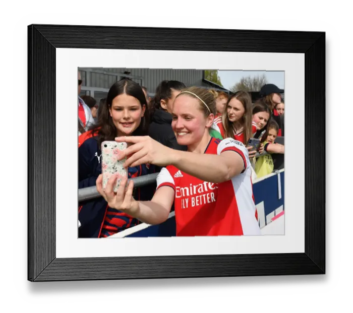 Framed Print : Heartwarming Selfie: Arsenal's Kim Litt and a Fan at the Women's FA Cup Semi-Final Framed Print : Heartwarming Selfie: Arsenal's Kim Litt and a Fan at the Women's FA Cup Semi-Final