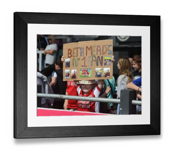 Framed Print : Arsenal Women vs. Chelsea Women FA Cup Semi-Final: Arsenal Fans Anticipation at Meadow Park