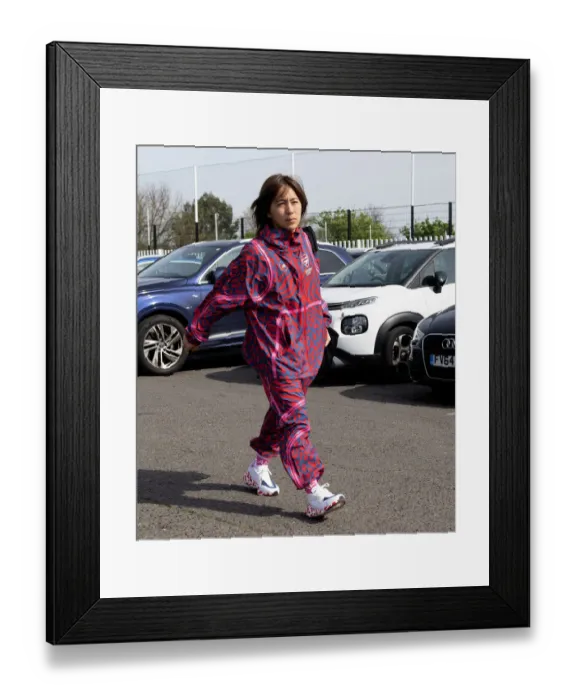 Framed Print : Mana Iwabuchi's Arrival at Arsenal Women's FA Cup Semi-Final vs Chelsea Framed Print : Mana Iwabuchi's Arrival at Arsenal Women's FA Cup Semi-Final vs Chelsea