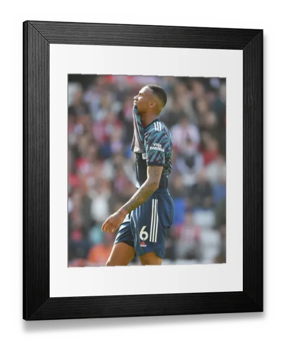 Framed Print : Gabriel of Arsenal in Action against Southampton, Premier League 2021-22
