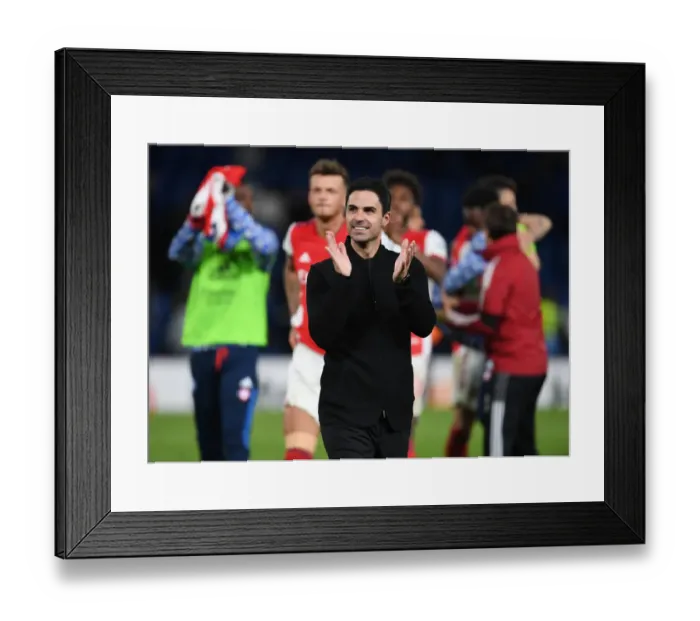 Framed Print : Arsenal Manager Mikel Arteta Applauding Fans After Chelsea vs Arsenal Premier League Match, London 2022