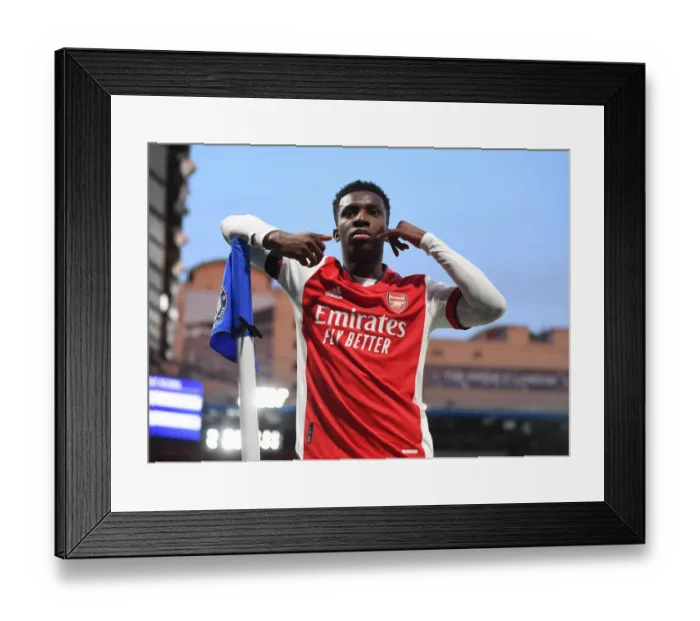Framed Print : Nketiah Scores First: Arsenal Triumphs Over Chelsea in Premier League Clash